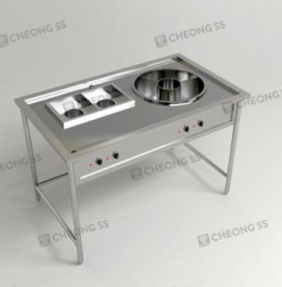 ELECTRICAL NOODLE COOKING STATION W ROUND SOUP COMPARTMENT