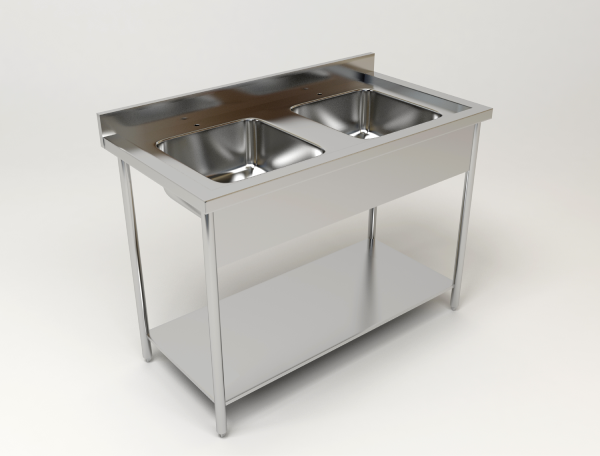 Stainless Steel Double Bowl Sink Table
