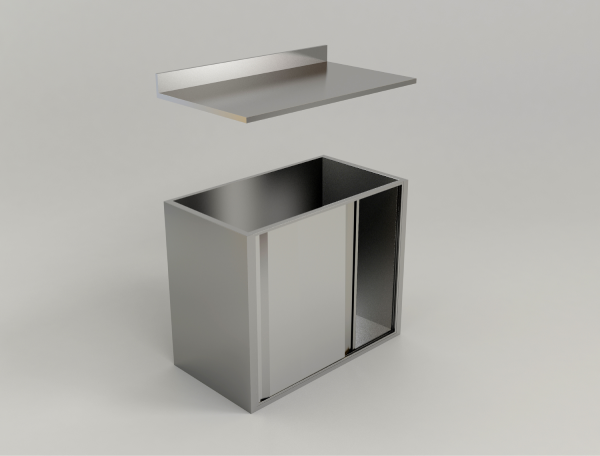 Stainless Steel Residential Counter Cabinet w/ Sliding Doors