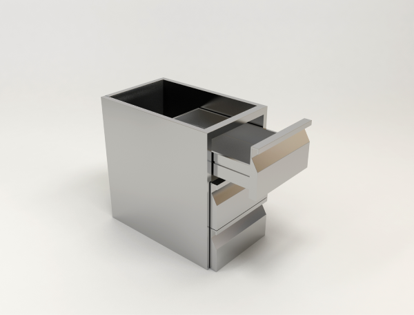 Stainless Steel Residential Counter w/ 3-Compartment Drawer