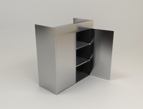 Stainless Steel Residential Top-Hung Cabinet w/ Hinge Doors