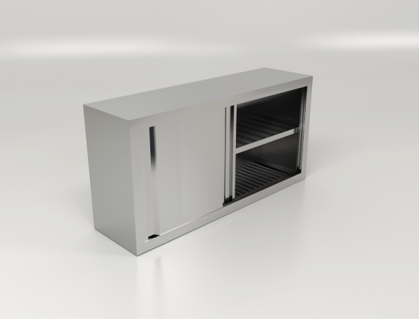 Stainless Steel Residential Top Hung Dish Rack Cabinet w/ Sliding Door