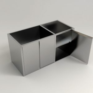 Stainless Steel Residential 2-Tier 3 Open Door Storage Cabinet