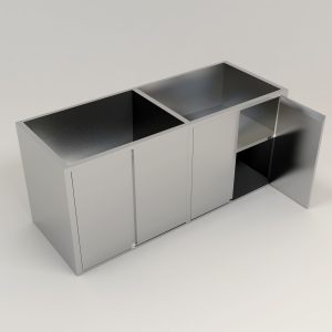 Stainless Steel Residential 2 Tier 4 Open Door Storage Cabinet