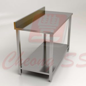 Stainless Steel 2-Tier Work Table W Backsplash