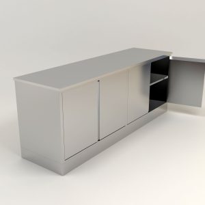Stainless Steel Residential 3-Tier 4 Open Door Storage Cabinet