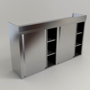 Stainless Steel Residential 3-Tier Overhead 4 Sliding Door Storage Compartment