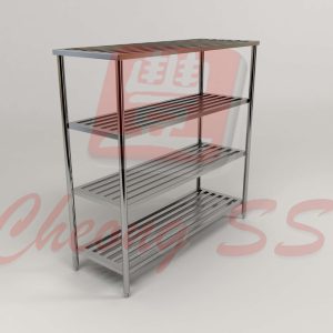 Stainless Steel 4-Tier Horizontal Square Tube Upright Shelving Rack