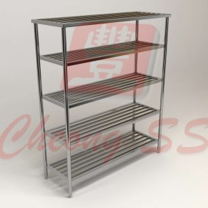 Stainless Steel 5-Tier Round Tube Upright Shelving Rack
