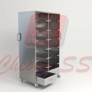 Stainless Steel Double Row Tray Return Cabinet Trolley
