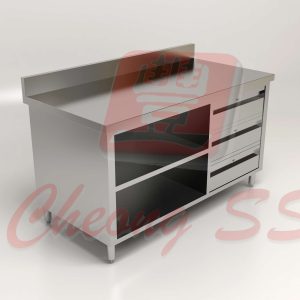 Stainless Steel Drawer Storage Cabinet W Backsplash