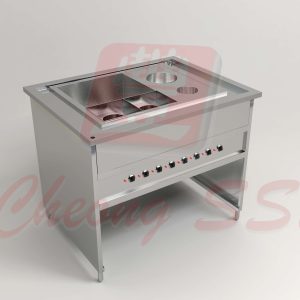 Stainless Steel Electrical Noodle Cooking Counter W Round Sauce Condi Compartment