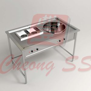 Stainless Steel Electrical Noodle Cooking Station W Round Soup Compartment