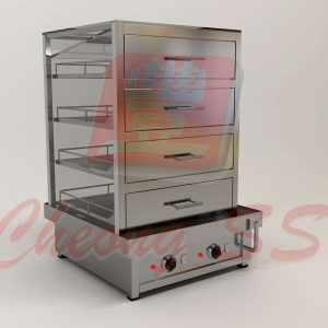 Stainless Steel Electrical Quadruple Deck Counter Bun Steamer Display