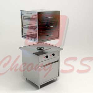 Stainless Steel Electrical Triple Deck Glass Bun Steamer Display Cabinet