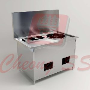 Stainless Steel Gas Noodle Cooking Station W Round Soup Compartment