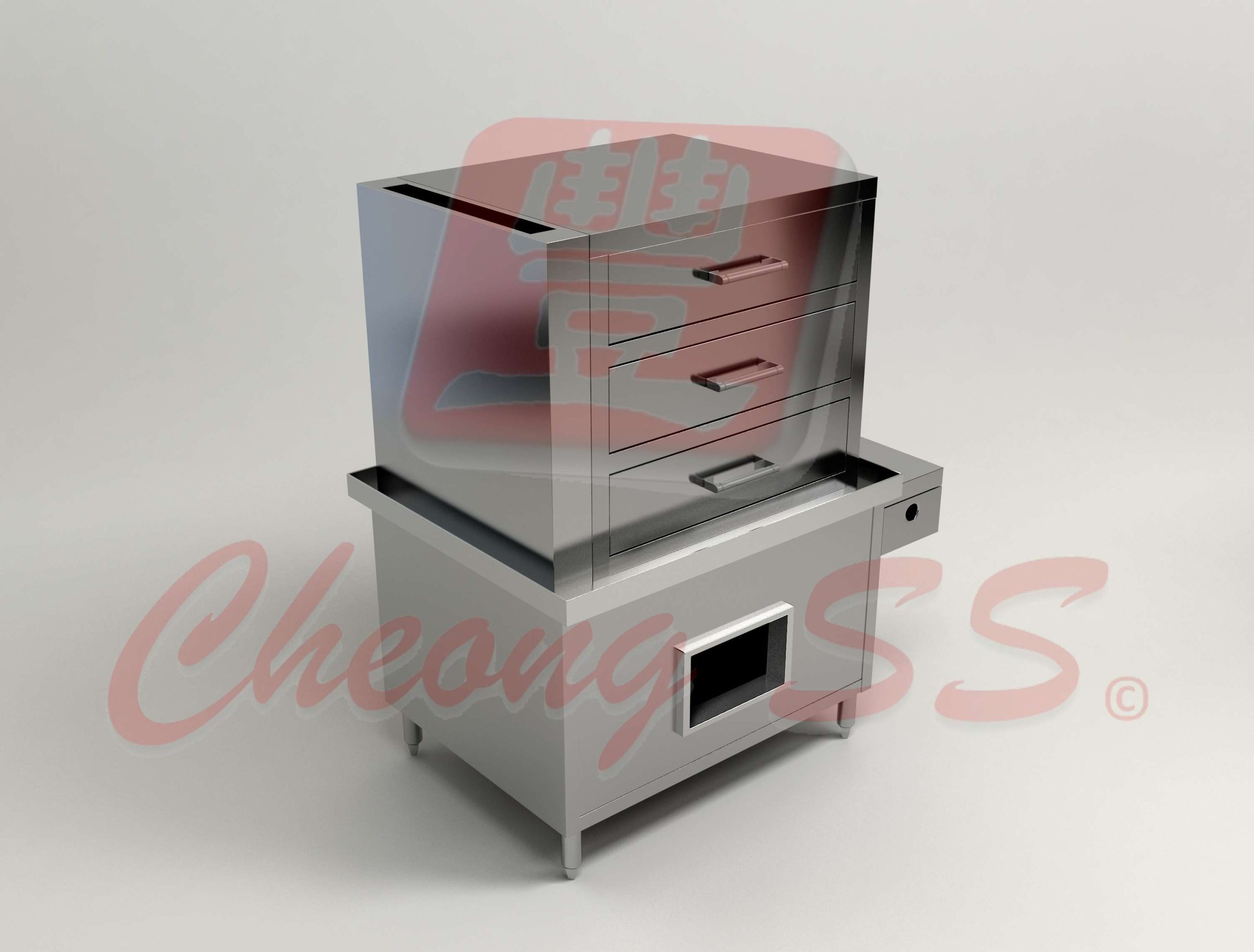 Stainless Steel Gas Triple Deck Food Steamer