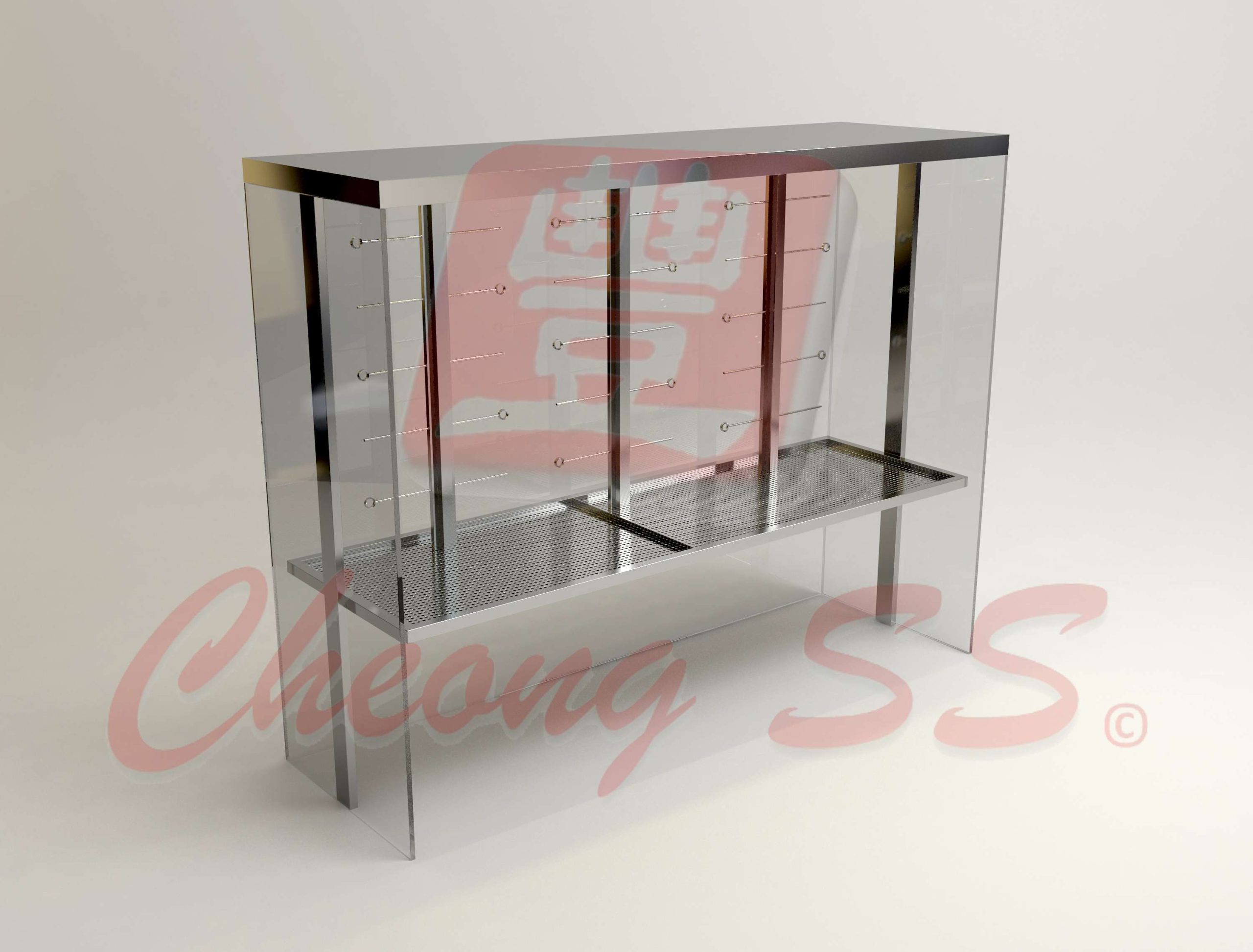 Stainless Steel Glass Poultry Display Show Case Design 01
