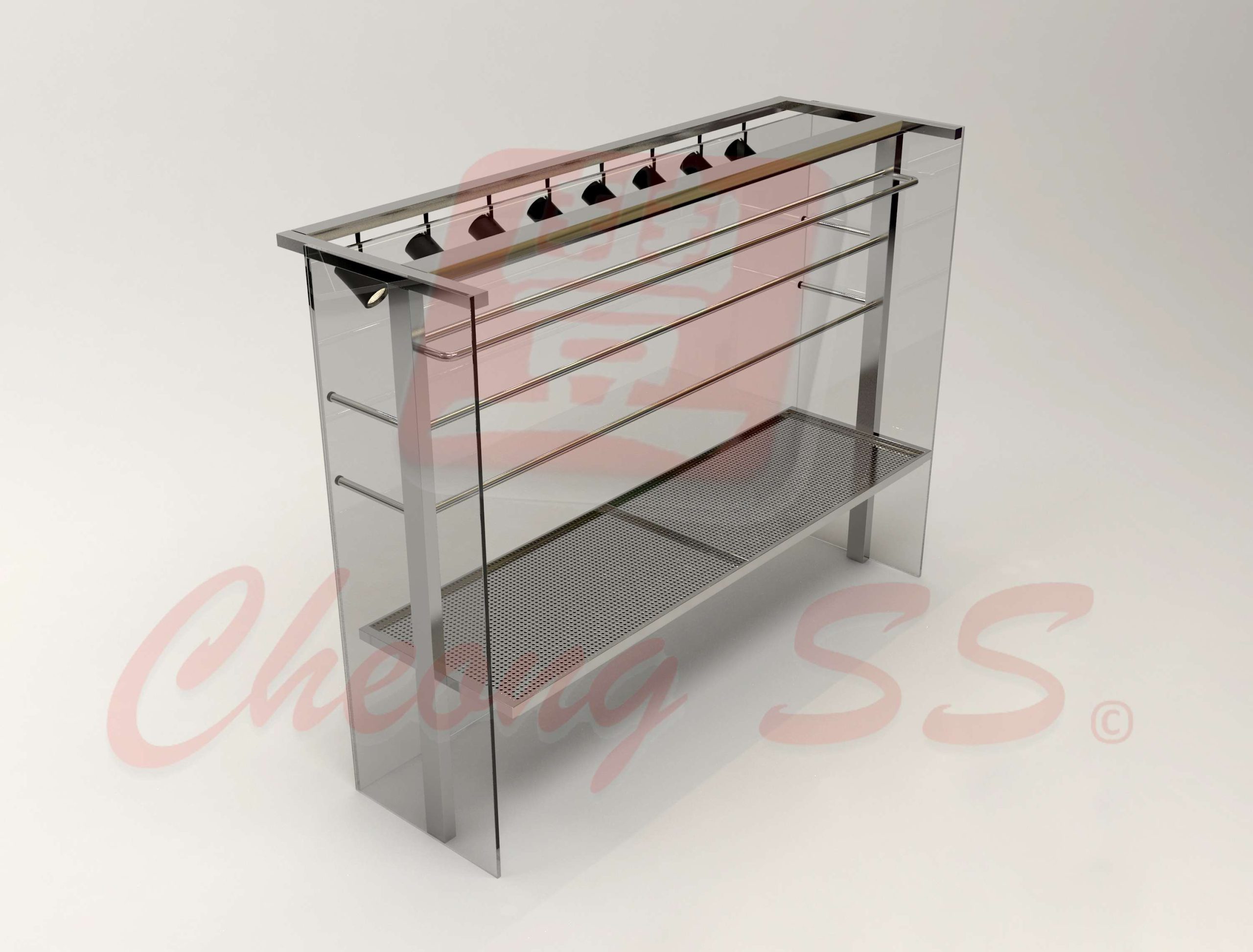 Stainless Steel Glass Poultry Display Show Case Design 04