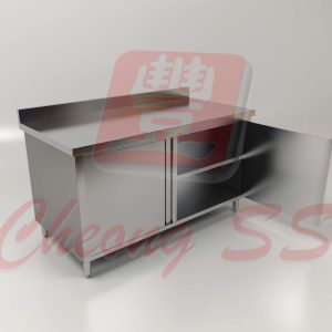 Stainless Steel Open Door Storage Cabinet W Backsplash