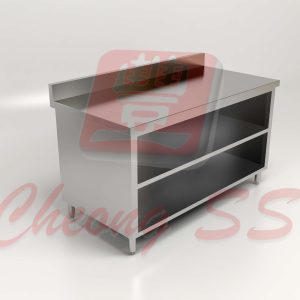Stainless Steel Open Storage Cabinet W Backsplash