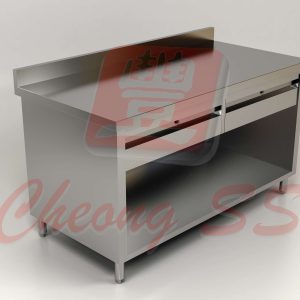 Stainless Steel Open Storage Cabinet W Drawers And Backsplash