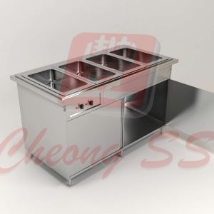 Stainless Steel Quadruple Full-Size GN Bain Marie W Open Door