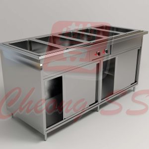 Stainless Steel Quintuple Full-Size GN Bain Marie W Sliding Door
