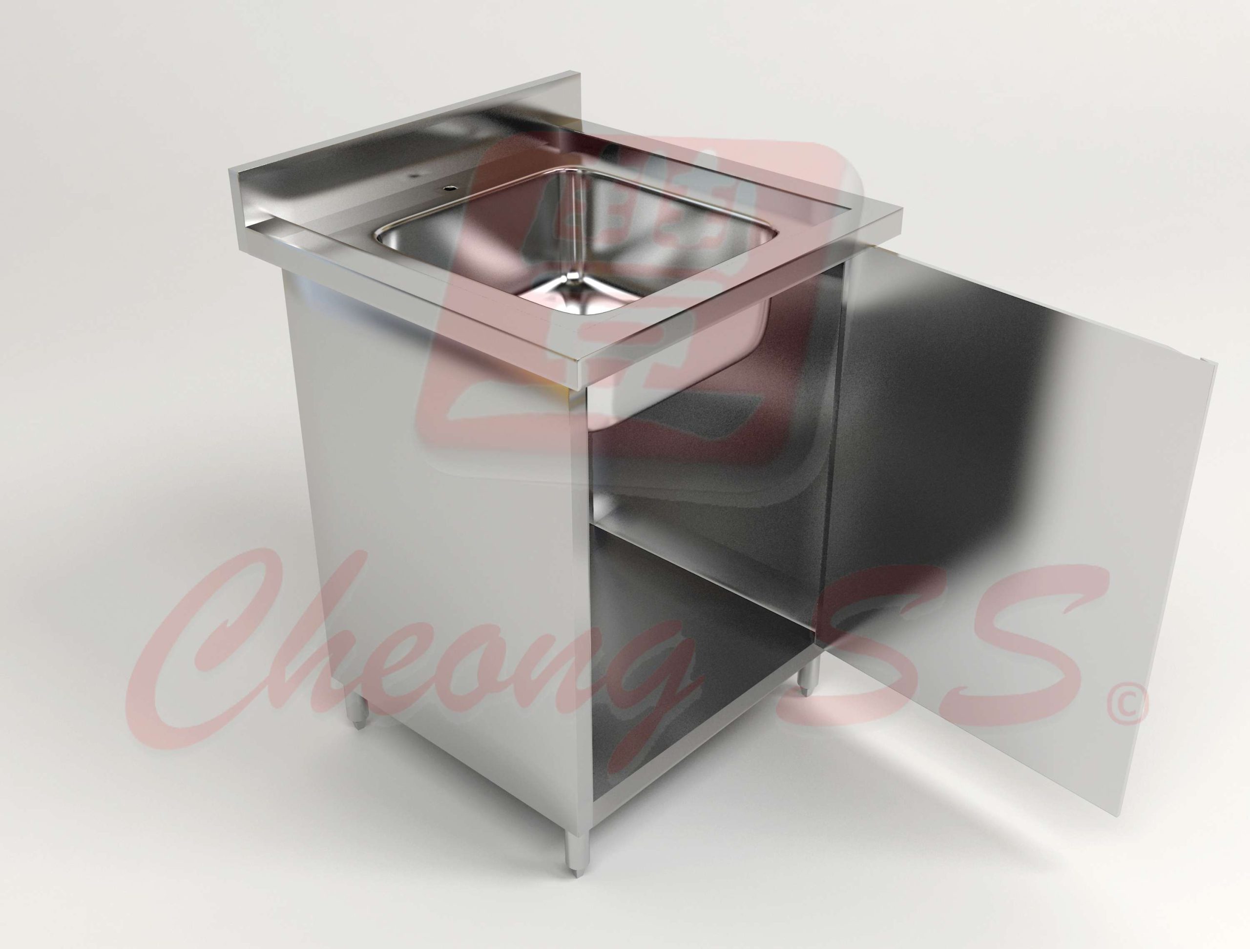 Stainless Steel Single Bowl Sink Open Door Cabinet
