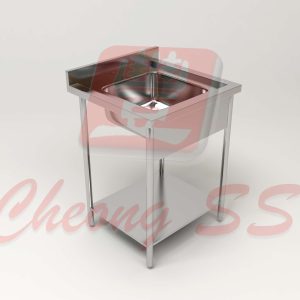 Stainless Steel Single Bowl Sink Table W Bottom Shelf And Round Tube Legs
