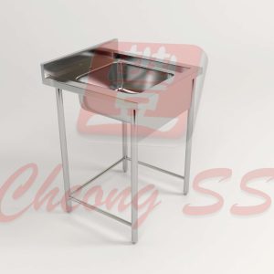 Stainless Steel Single Bowl Sink Table W Round Tube Legs