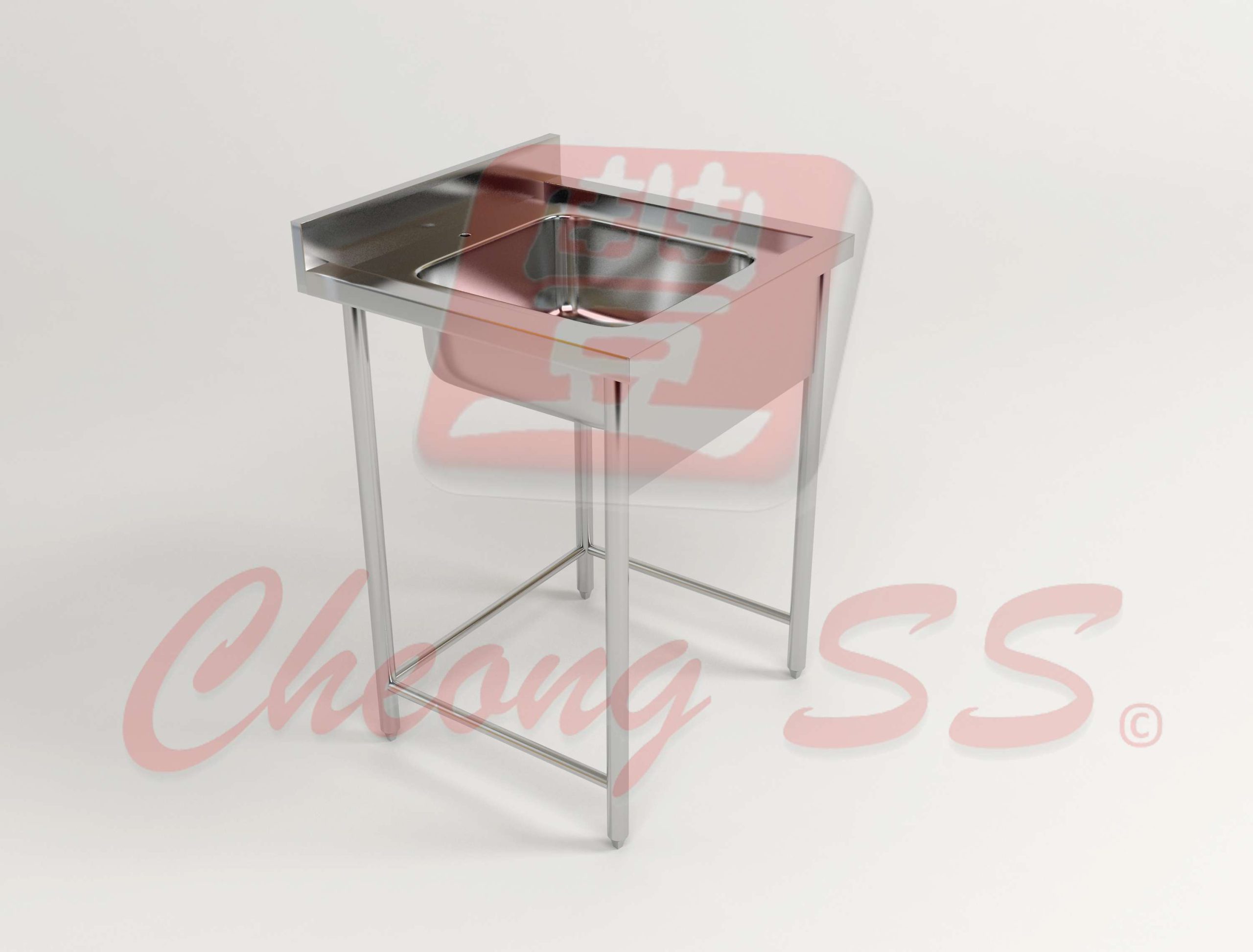 Stainless Steel Single Bowl Sink Table W Round Tube Legs