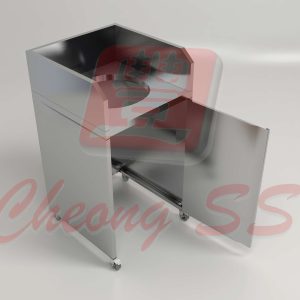 Stainless Steel Single Hole Open Door Counter Waste Bin