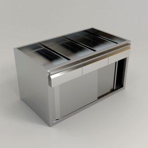 Stainless Steel Residential Single Tier Sliding Door Storage Cabinet W Drawer