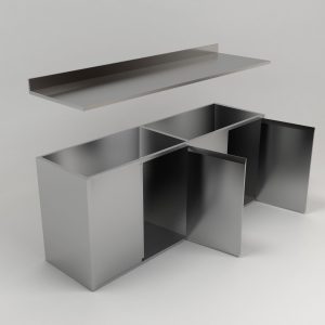 Stainless Steel Residential Single Tier Under Table 4 Open Door Storage Cabinet