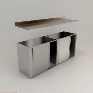 Stainless Steel Residential Single Tier Under Table 2 Sliding Door Storage Cabinet