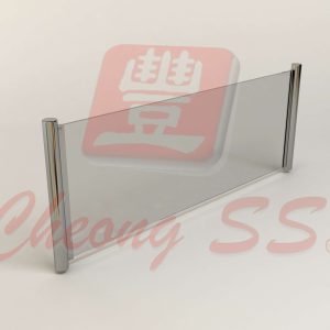Stainless Steel Slot In Round Tube Glass Sneeze Guard