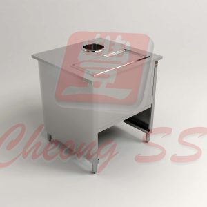Stainless Steel Surface-Top Sliding Door Ice Bin W Acrylic Holder Opening