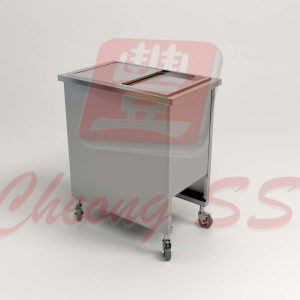Stainless Steel Surface-Top Sliding Door Ice Bin W Wheels