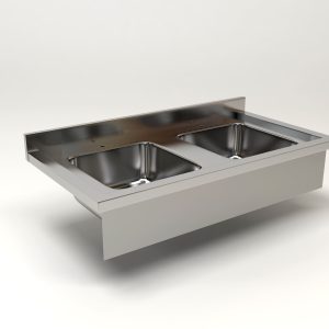 Stainless Steel Double Bowl Wall Mount Sink