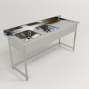Stainless Steel Double Bowl Sink Table (Design 3)