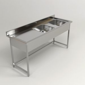 Stainless Steel Double Bowl Sink Table (Design 4)
