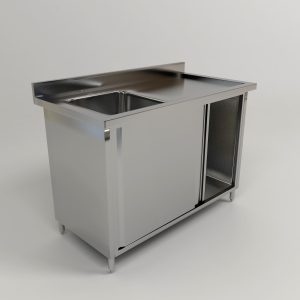 Stainless Steel Single Bowl Sink Sliding Door Cabinet