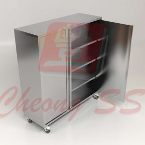 Stainless Steel Upright Open Door Storage Cabinet W Heavy Duty Wheels