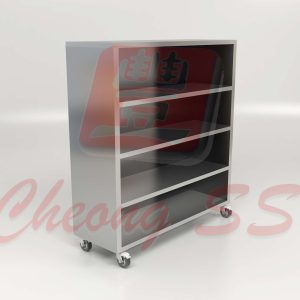 Stainless Steel Upright Open Storage Cabinet W Castor Wheels