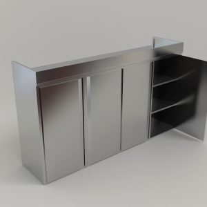 Stainless Steel Residential 3-Tier Overhead 4 Open Door Storage Compartment (View 1)
