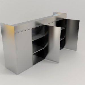 Stainless Steel Residential 3-Tier Overhead 4 Open Door Storage Compartment